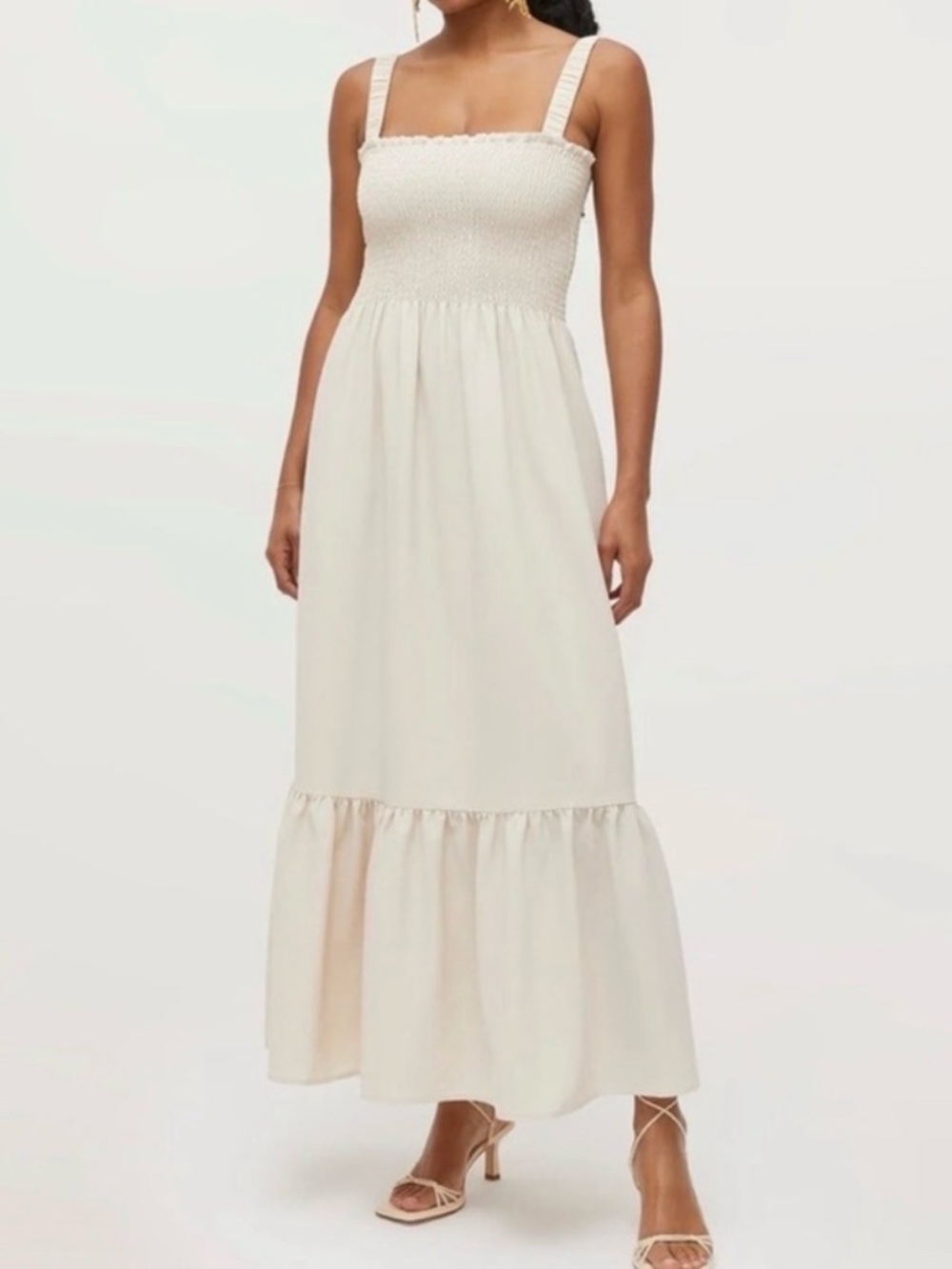 Hill House Home The Anjuli Nap Dress Sand Crepe Size M NWT